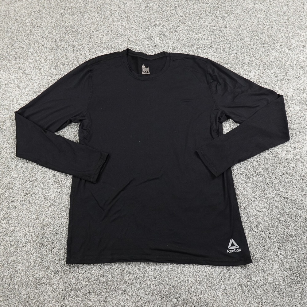 Reebok Shirt Mens Large Black Long Sleeve Performance Athletic Active Stretch